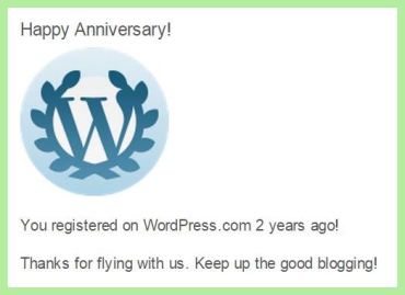 The Cheerful Times' 2nd anniversary WordPress notification